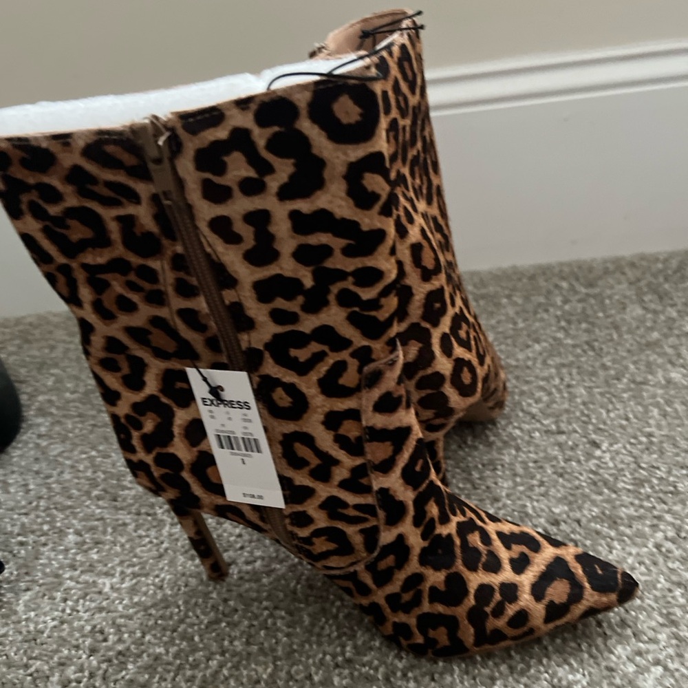 Express Brown Leopard Print Heeled Boots